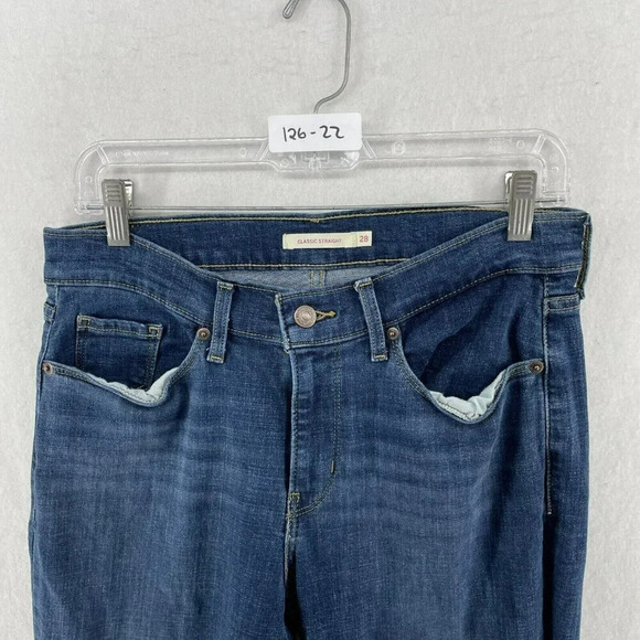 Levi's Jeans Women's Sz 28 Blue Classic Straight Leg Mid-Rise Stretch Denim - Picture 9 of 9